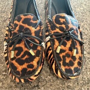 New Michael Kors size 10 Calf Hair Animal Print Loafers